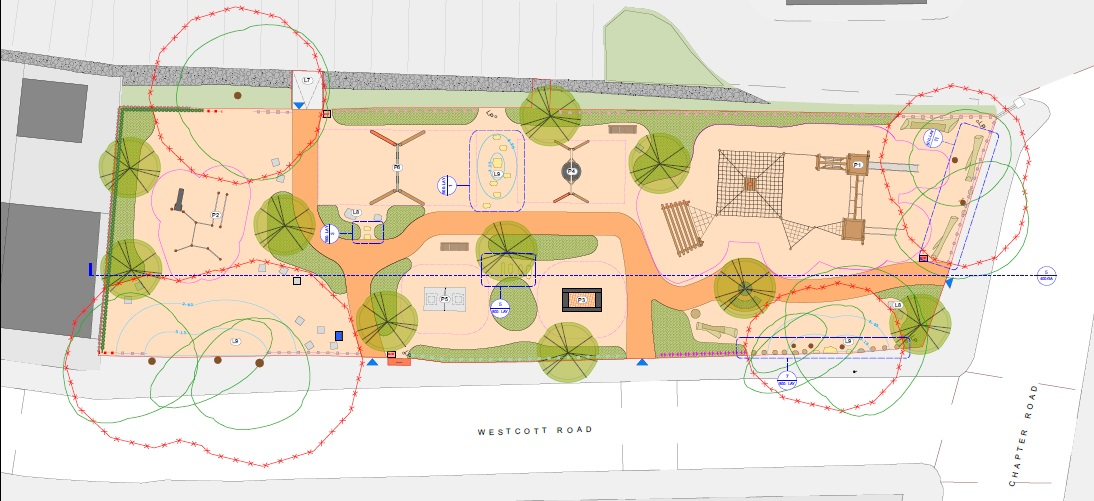 The proposed site plan for Fredericks Playground